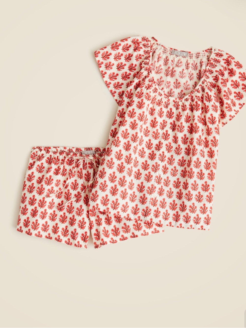 Linen-Cotton Blend Flutter Sleeve Pajama Set